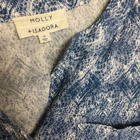 Boho blue white snap button shirt MOLLY & ISADOR - Picture 4 of 8